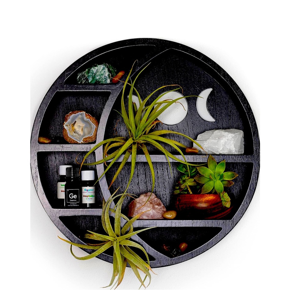 Gothic Wicca Crystal Boho, Essential Oil Moon Shelf